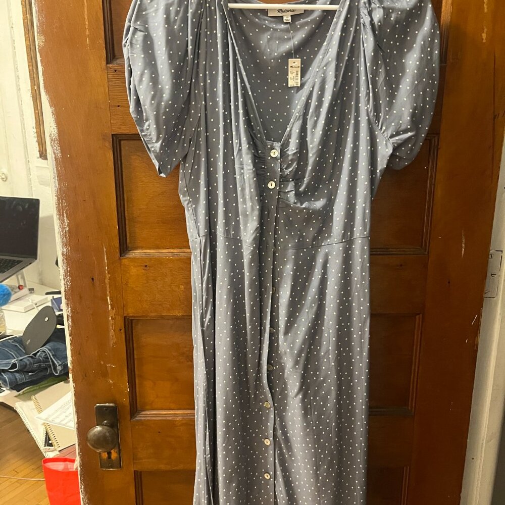 Madewell Light Blue polka dot dress size 10 - Picture 3 of 3
